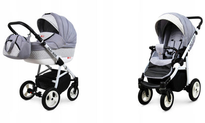 BabyLux® Kinderwagen Set 4 in 1 - Alu Way - incl. Babywanne, Buggy Sportsitz, Auto-Babyschale, ISOFIX-Basisstation - Autositz - Kinderwagenset - Kombikinderwagen mit Wickeltasche usw.