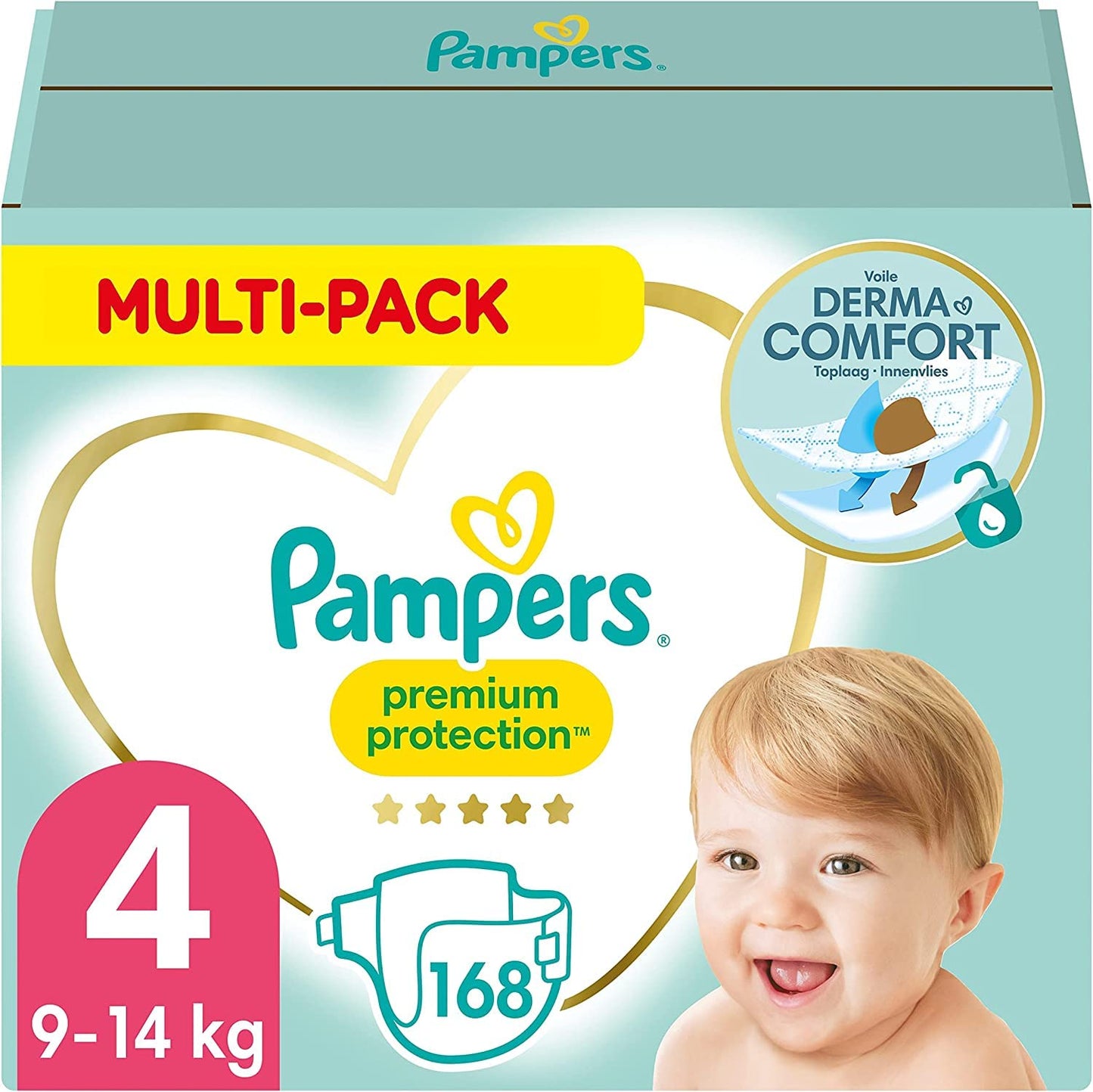 Pampers Premium Protection Größe 6, 144 Windeln, 13kg-18kg, Doppelter Schutz für die Haut und vor Auslaufen