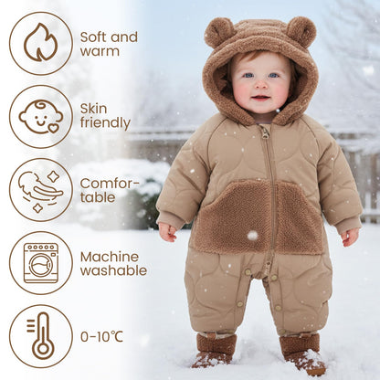 Baby Schneeanzug, Baby Jungen Mädchen Winter Overall Strampler Neugeborenen Schnee Overall für 3-24 Monate