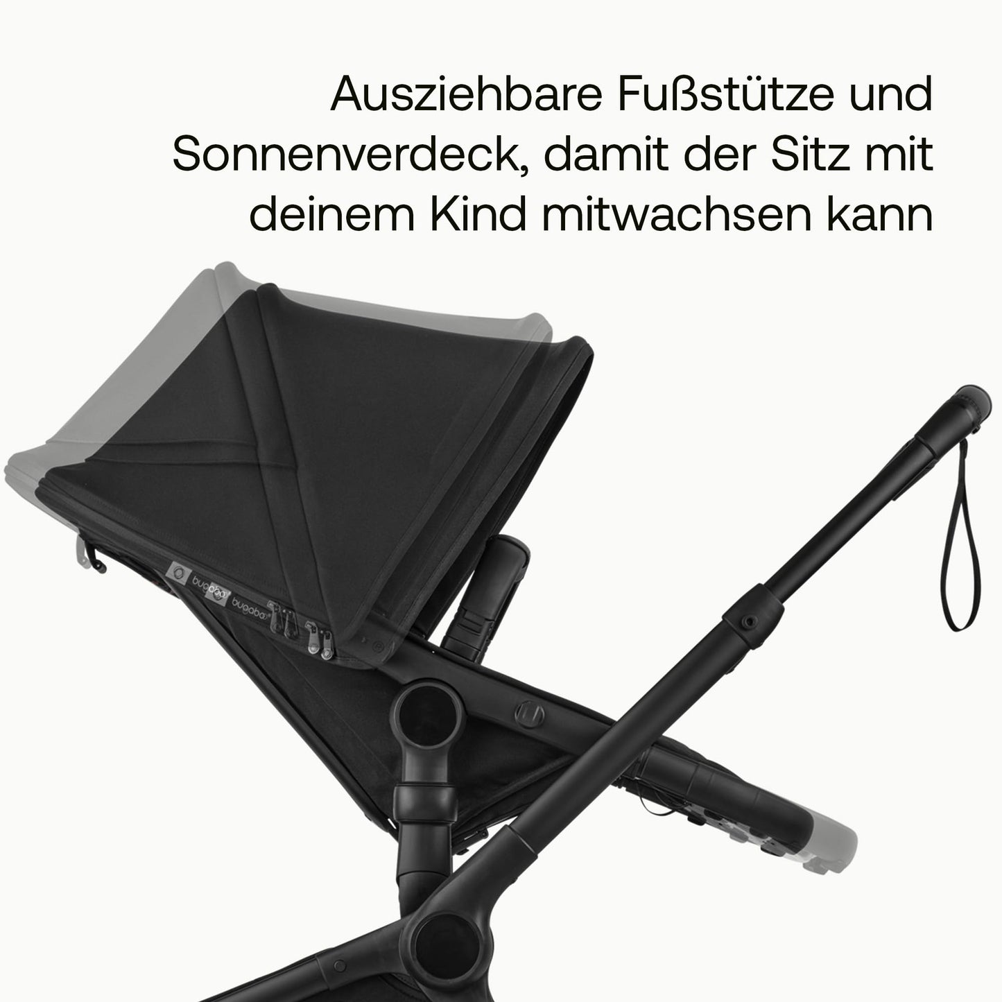 Bugaboo Fox 5, 2-in-1 Kinderwagen für jedes Gelände, mit Liegewanne und ausziehbarem Kleinkindsitz, einfach zu manövrieren und Ein-Hand Faltung, Fahrgestell in Schwarz und Sonnendach in Forest Green