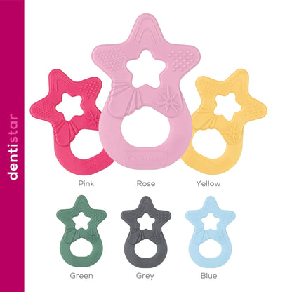Dentistar Beißring 2er-Set – Teether für Babys & Kleinkinder ab 3 Monate – Baby Beißring mit Griff aus weichem Material zur Zahnungshilfe & Massage – Made in Germany – Pink & Lila