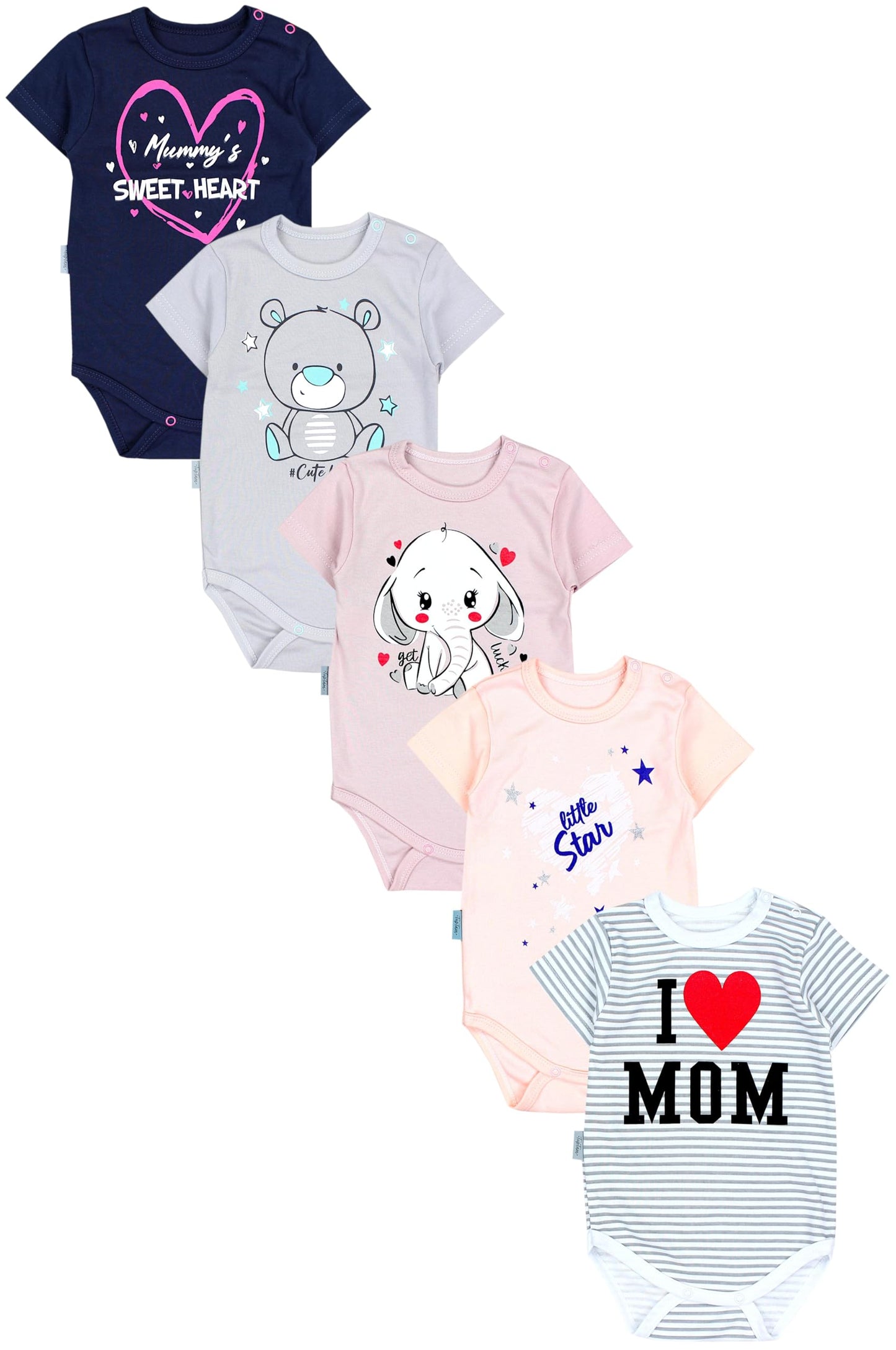 TupTam Baby Body Kurzarm im 5er Pack – Bedruckter Body Baby aus Baumwolle für Jungen und Mädchen