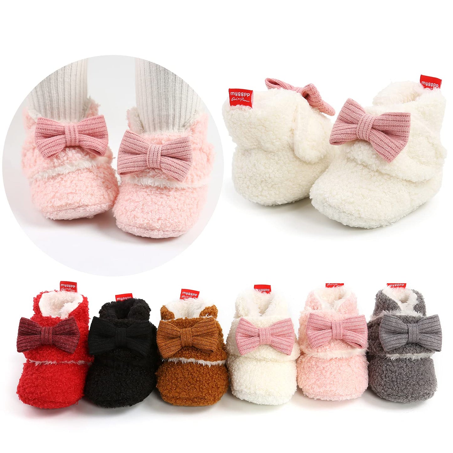 Sehfupoye Toddler Baby Boys Girls Cotton Booties Shoes Striped Soft Sole Newborn First Hiking Shoes Warm Fleece Boots 0-18M