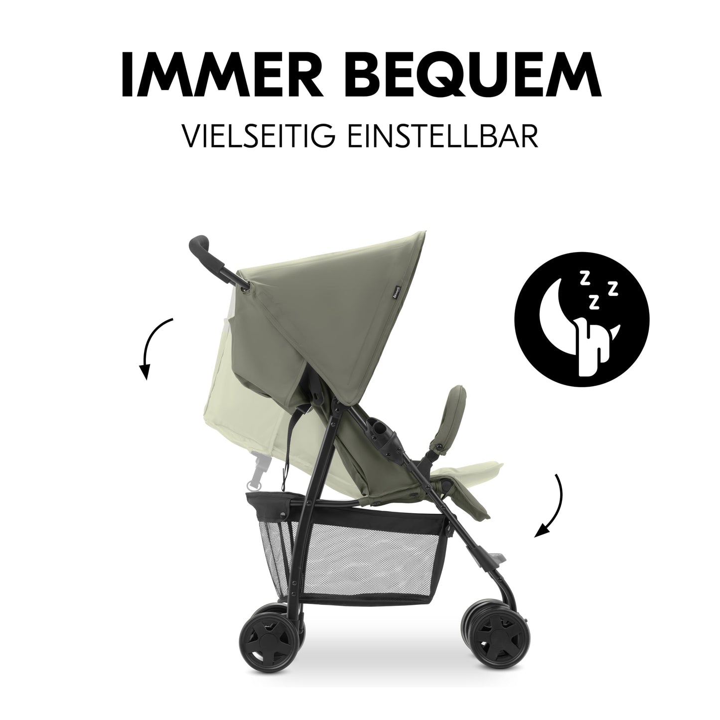 Hauck Lightweight Stroller up to 18 kg with reclining function from birth, small foldaway, sun canopy, large basket