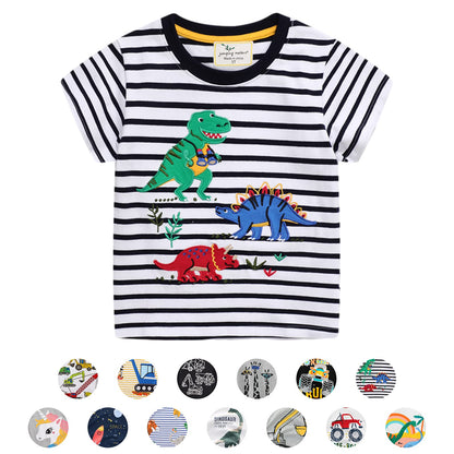 Unisex Baby T-Shirt Baumwolle Süß Karikatur Tier Muster Tops für 1-7 Jahre Alt