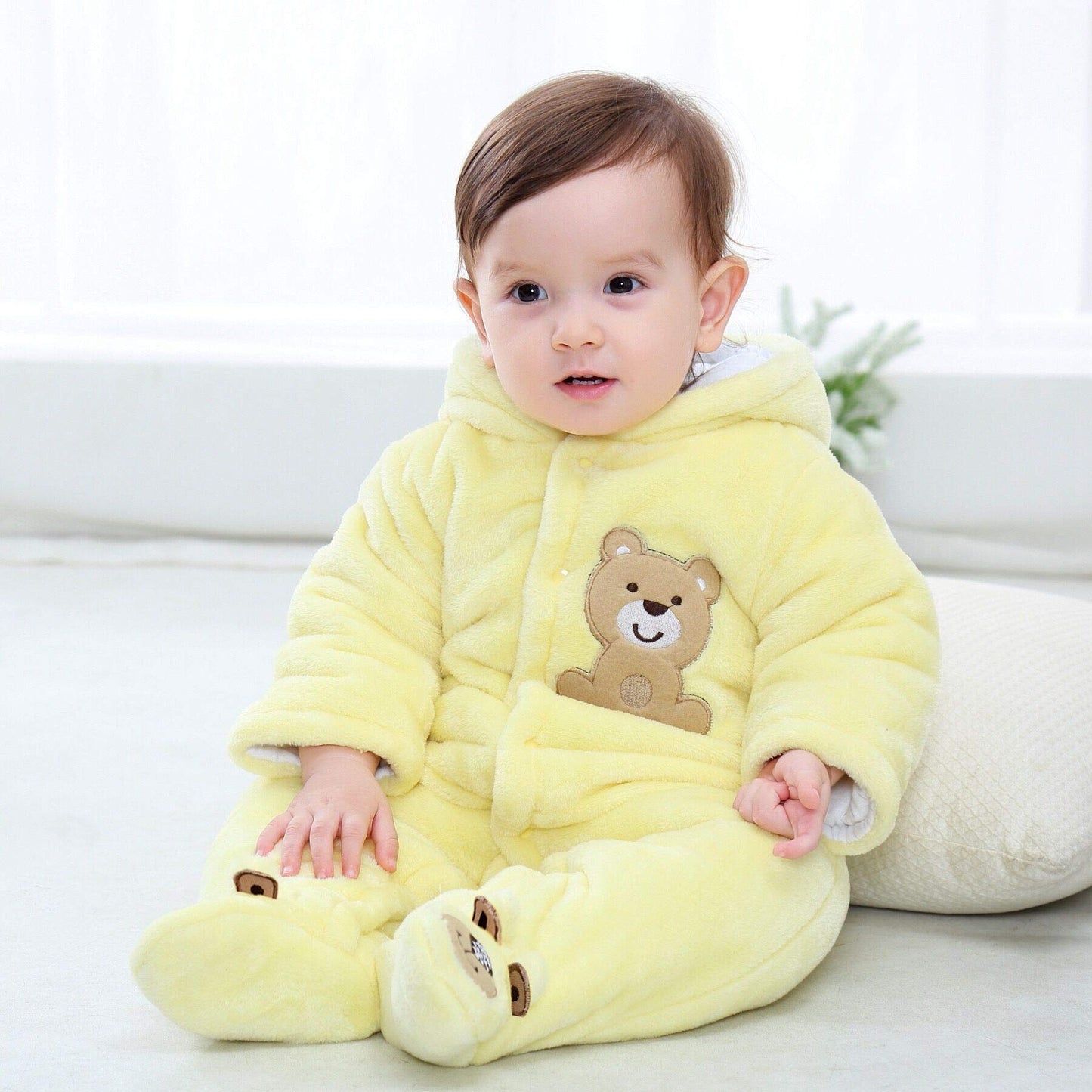 Gaorui Newborn Unisex Baby Winter Jumpsuit with Hood Romper Fleece Onesie All in One Snowsuit Outfits