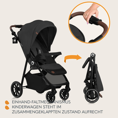 LIONELO Emma Plus Kinderwagen bis zu 15 kg, Kindersportwagen, leicht modern klein Buggy mit Liegeposition, zusammenklappbar, große Räder, großer Korb, Tasche Vivid Turkus