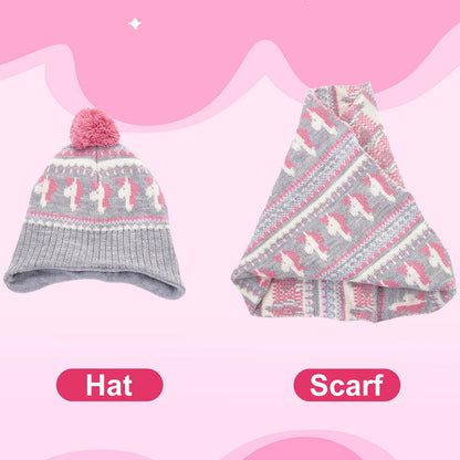 Winter Hat Girls Kids Beanie Earflap Pompom Baby Knitted Hat Girls 