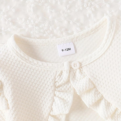 Baby Mädchen Kleid Strickjacke Sets 3 Stück Neugeborene Kleidung Jäckchen + Kleid + Stirnband Frühling Sommer Herbst Winter Langarm Jacke Ärmelloses Kleid für Hochzeit Weihnachten