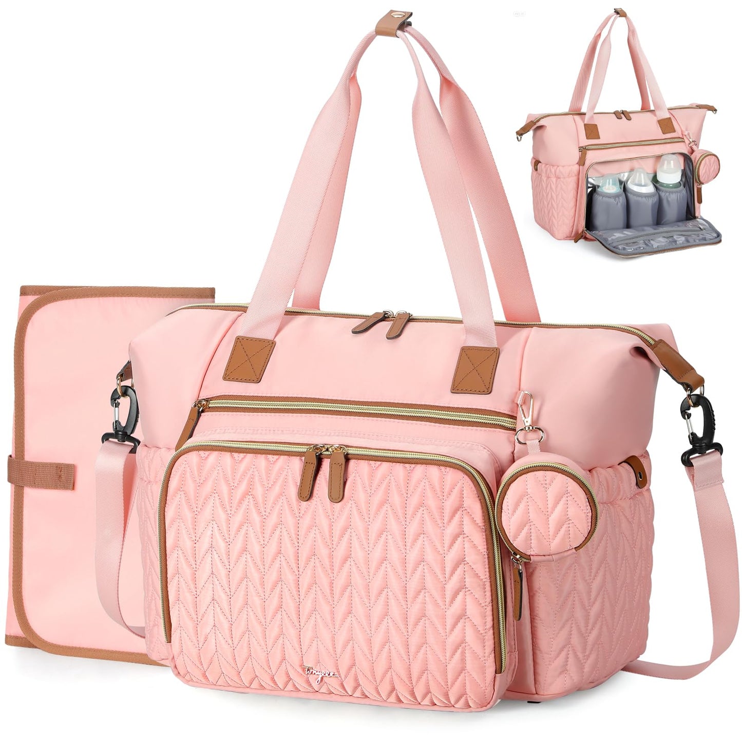 Wickeltasche mit Schnullertasche und Wickelunterlage, Wickelrucksack Multifunktions-Babytasche für Große Reisewindeltasche für Mama und Papa, isolierten Taschen-Dunkelblau
