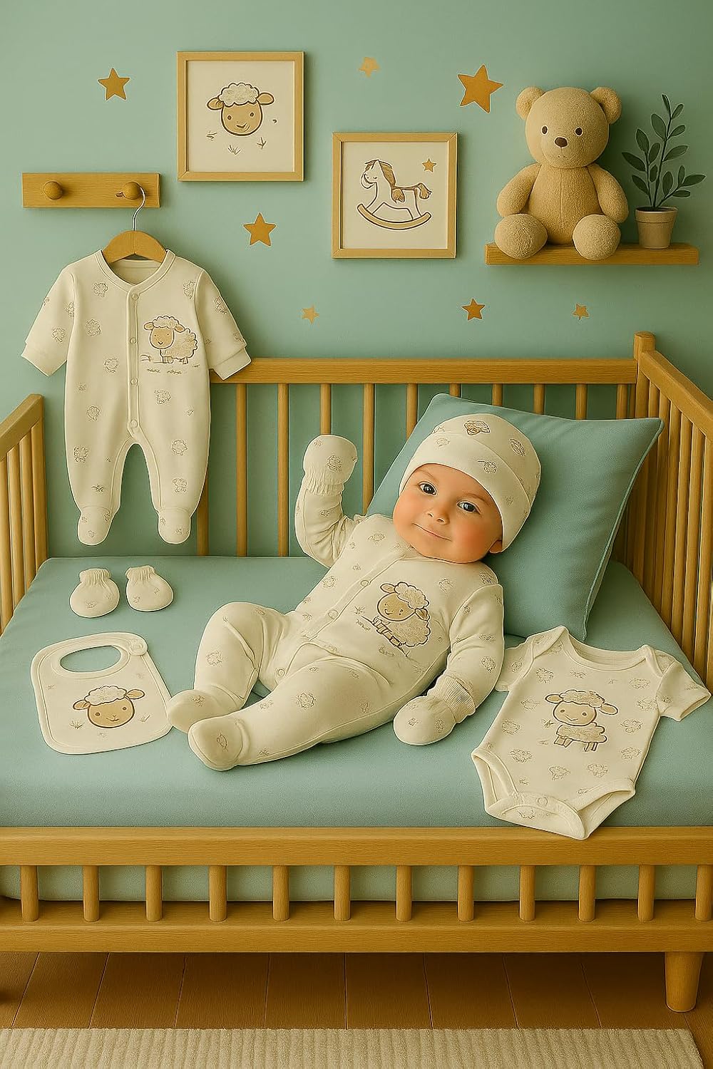 Neugeborenen Baby Geschenk Set 100% natürliche Baumwolle Erstausstattung Erstlingsausstattung Ausstattung Unisex Kleidung Geschenkset Babyausstattung für Babys 0-4 Monate (Koala)