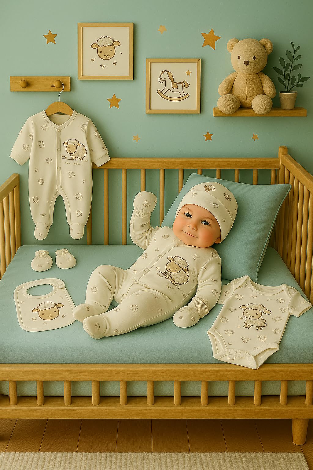 Newborn Baby Gift Set 100% Natural Cotton First Equipment Unisex Clothing Gift Set Baby Equipment for Babies 0-4 Months, koala
