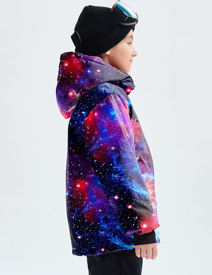 Gemyse Boys' Waterproof Ski Jacket, Windproof Fleece Jacket, Outdoor Winter Jacket, Rain Jacket with Hood