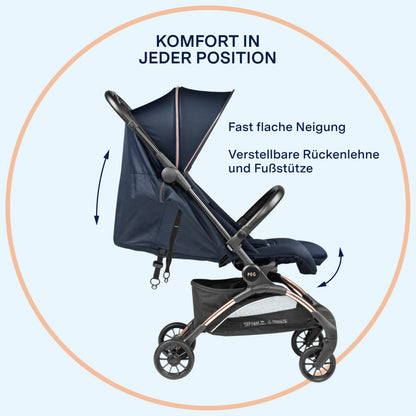 PEG Leichter Buggy Volo mit Regenschutz, Handgepäckgröße, Flugzeuggeeignet, Kompakt, Ab Geburt bis 22 kg, Reisetasche Inklusive, Malva