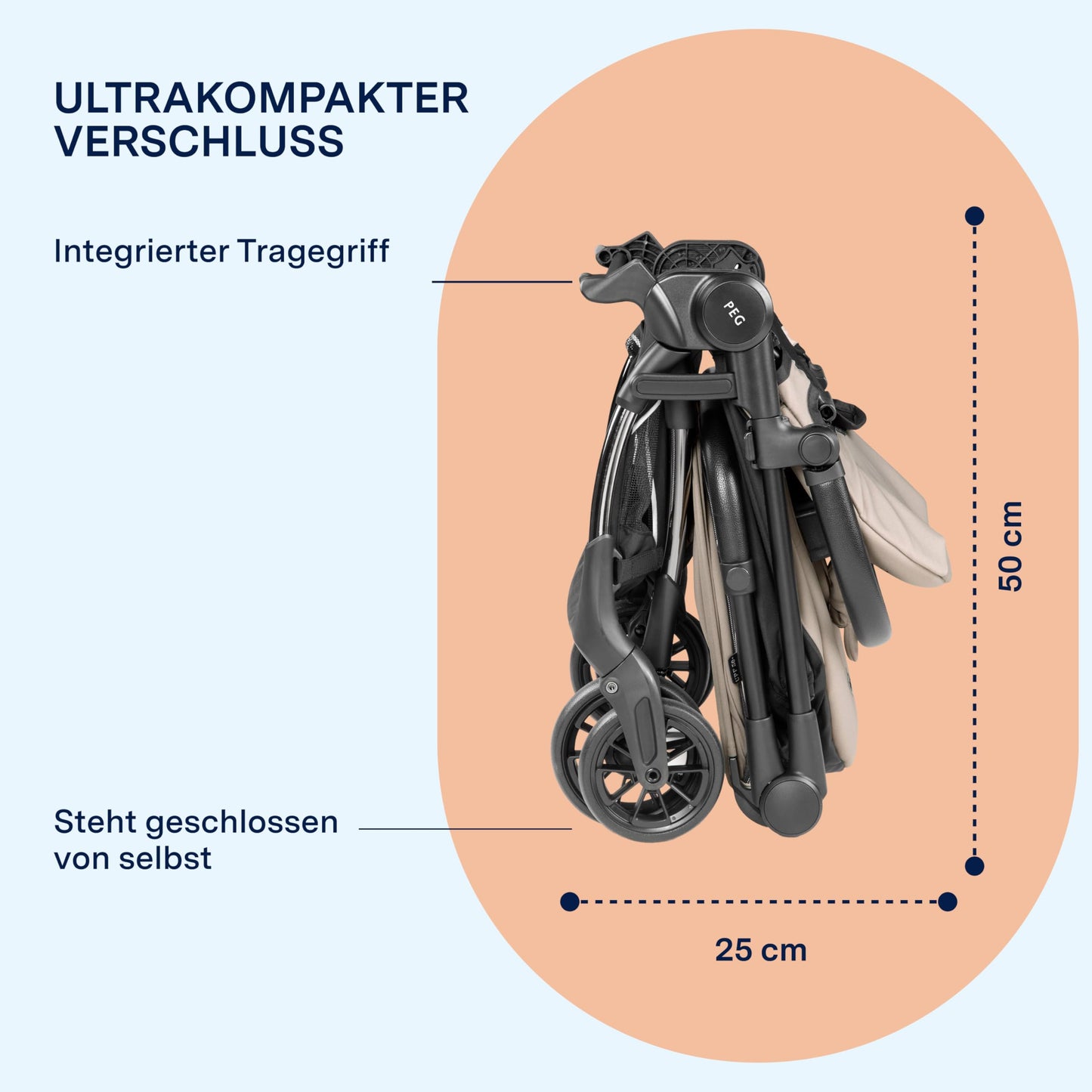 PEG Leichter Buggy Volo mit Regenschutz, Handgepäckgröße, Flugzeuggeeignet, Kompakt, Ab Geburt bis 22 kg, Reisetasche Inklusive, Malva