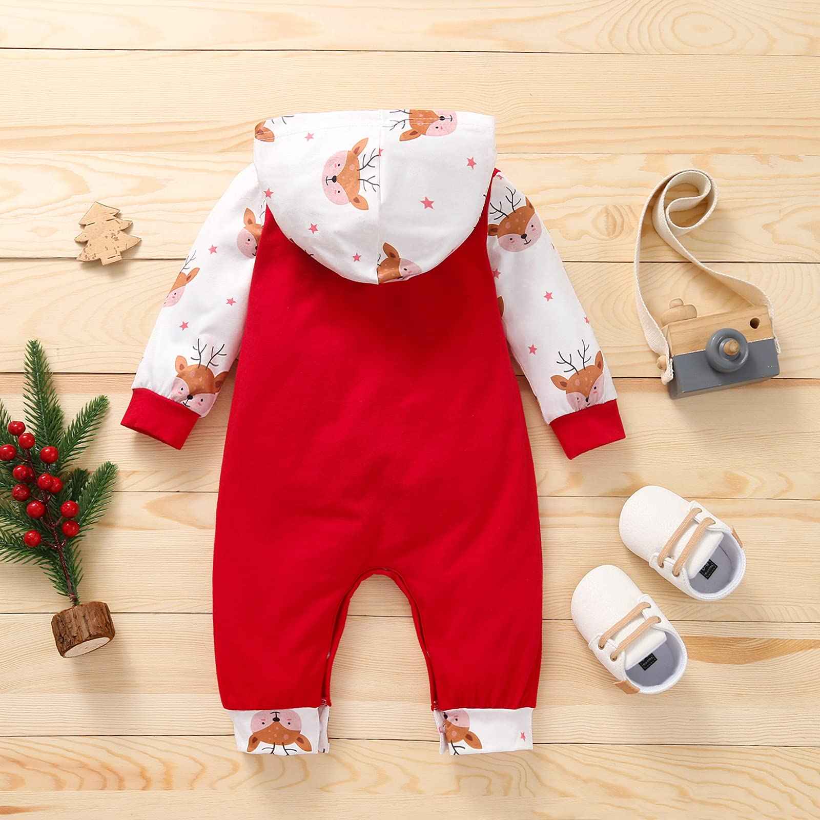 Geagodelia Baby Boys Girls Romper Jumpsuit Christmas Outfit Clothing Christmas Outfit Baby Clothes Sleep Romper Newborn Soft Baby Set My First Christmas
