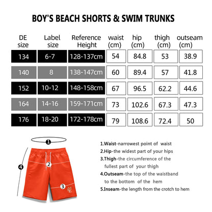 MEILONGER Badehose Jungen Badeshorts Schnelltrocknend Boardshorts mit Netzfutter Taschen und Verstellbarem Tunnelzug