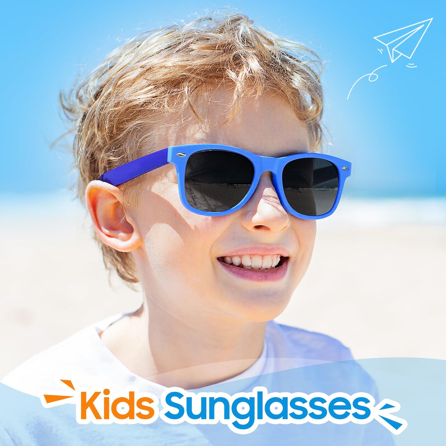Nlieanuc Children's Sunglasses 3-10 Years for Boys Girls Polarised Children's Sunglasses UV400 Protection with Rubber Frame