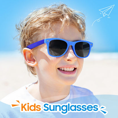 Nlieanuc Children's Sunglasses 3-10 Years for Boys Girls Polarised Children's Sunglasses UV400 Protection with Rubber Frame