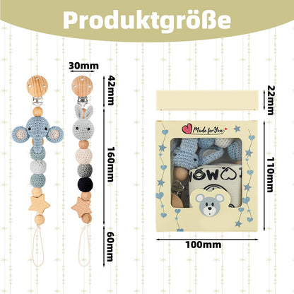 2 Stück Handgemachte Tier Design Schnullerkette Cup Catcher BPA-frei Sicherheitsgurt für Verstellbarer Kinderwagenkette zum Aufhängen von Trinkbecher Halteriemen für Kinderwagen