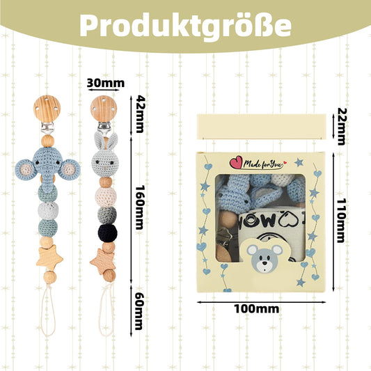 2 Stück Handgemachte Tier Design Schnullerkette Cup Catcher BPA-frei Sicherheitsgurt für Verstellbarer Kinderwagenkette zum Aufhängen von Trinkbecher Halteriemen für Kinderwagen