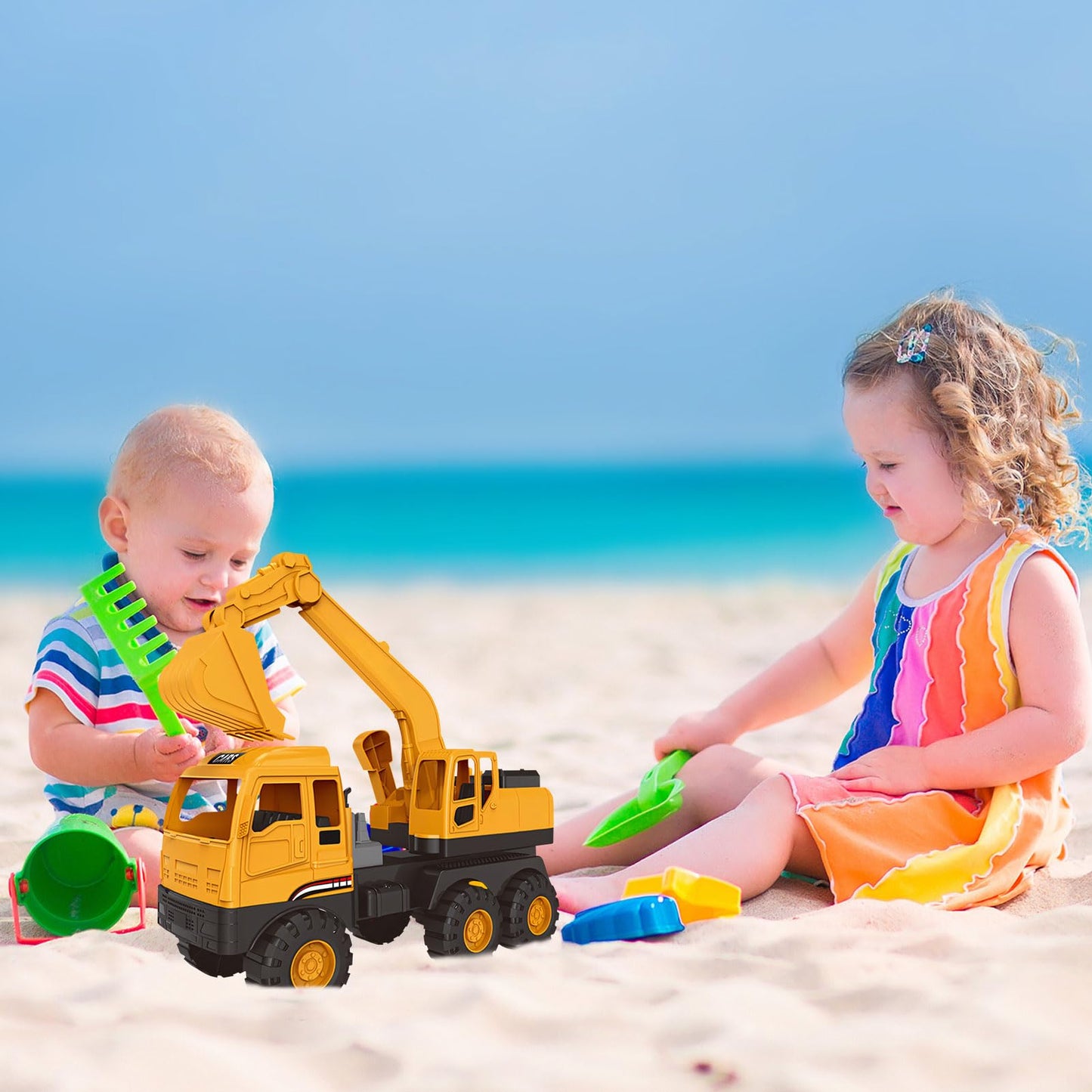 Bagger Spielzeug ab 3 jahre,Baustellenfahrzeuge Kinder,Baggerfahrzeug Geeignet als Sandspielzeug und für das Kinderzimmer,Starke & Flexible Teile,Sandkasten Kinderbagger für 2+ Jahre (Dumper)
