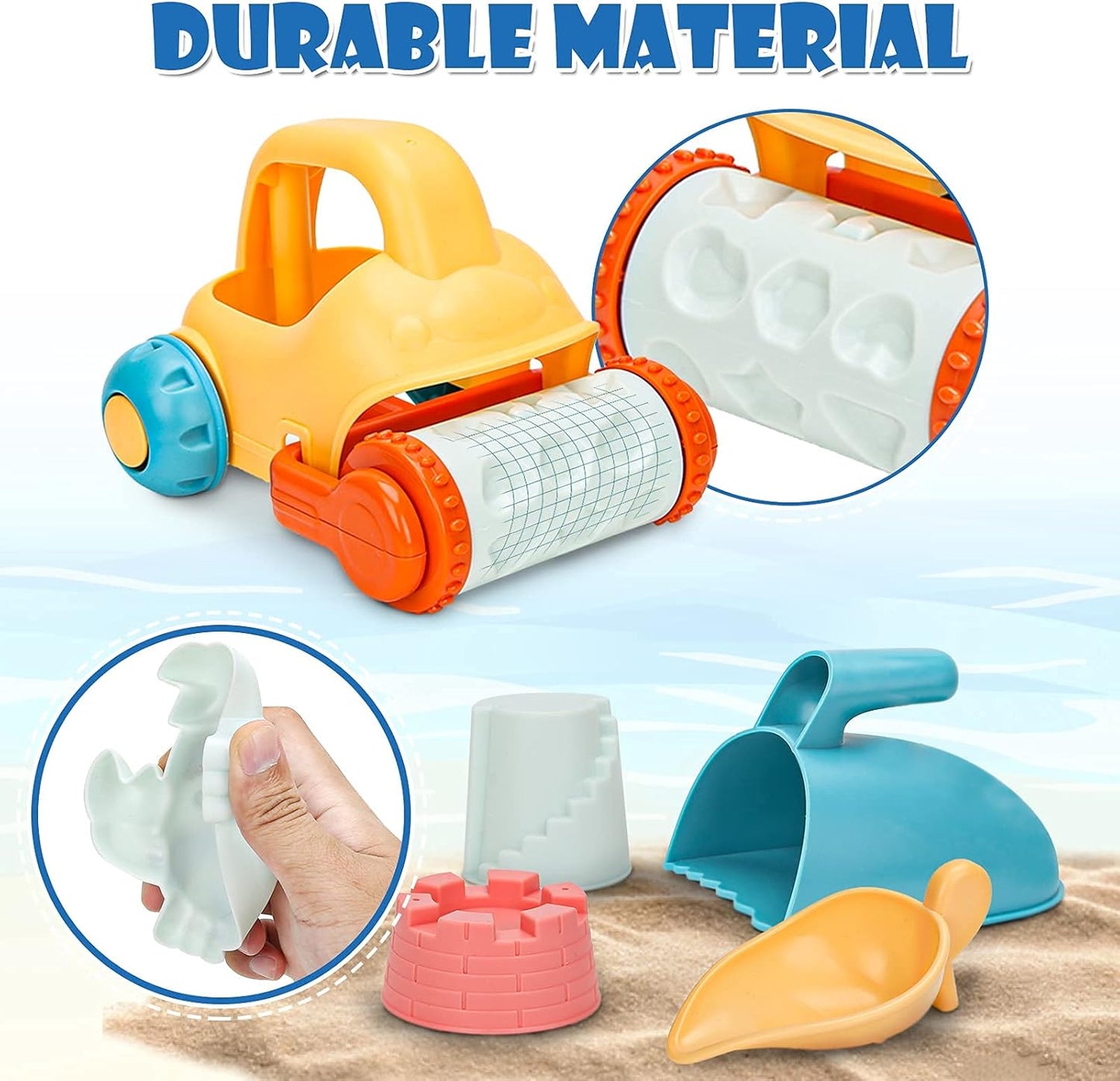 Sanlebi Sand Toy Set, Children's Sandpit Toy with Bucket, Sand Shapes, Mesh Bag, Beach Outdoor Games for Boys and Girls