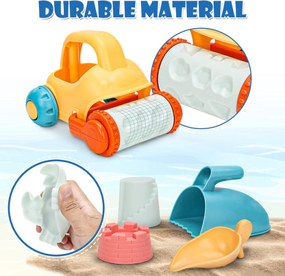 Sanlebi Sand Toy Set, Children's Sandpit Toy with Bucket, Sand Shapes, Mesh Bag, Beach Outdoor Games for Boys and Girls