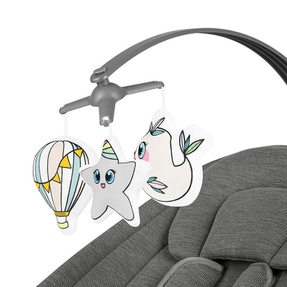 LIONELO BLOSSOM Elektrische Babywippe bis zu 9 kg Babyliege Verstellbare Rückenlehne Natürliches Schaukeln 5 Geschwindigkeiten Ergonomischer Sitz Bluetooth-Fernbedienung, 5 Melodien