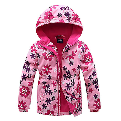 SXSHUN Children's Girls' Softshell Jacket with Fleece Lining Transition Jacket Print Hiking Jacket Outdoor Jacket Warm Windproof Breathable Spring Autumn 