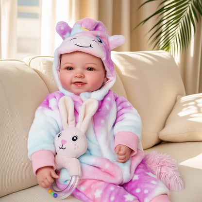 BABESIDE Baby Puppe - 43 cm / 17 Zoll Mädchen Babypuppen mit Stoffkörper - Babypuppe Mit Bezauberndem Outfit, Schnuller Und Babyflasche Als Geschenk FüR Kinder Ab 2 Jahren
