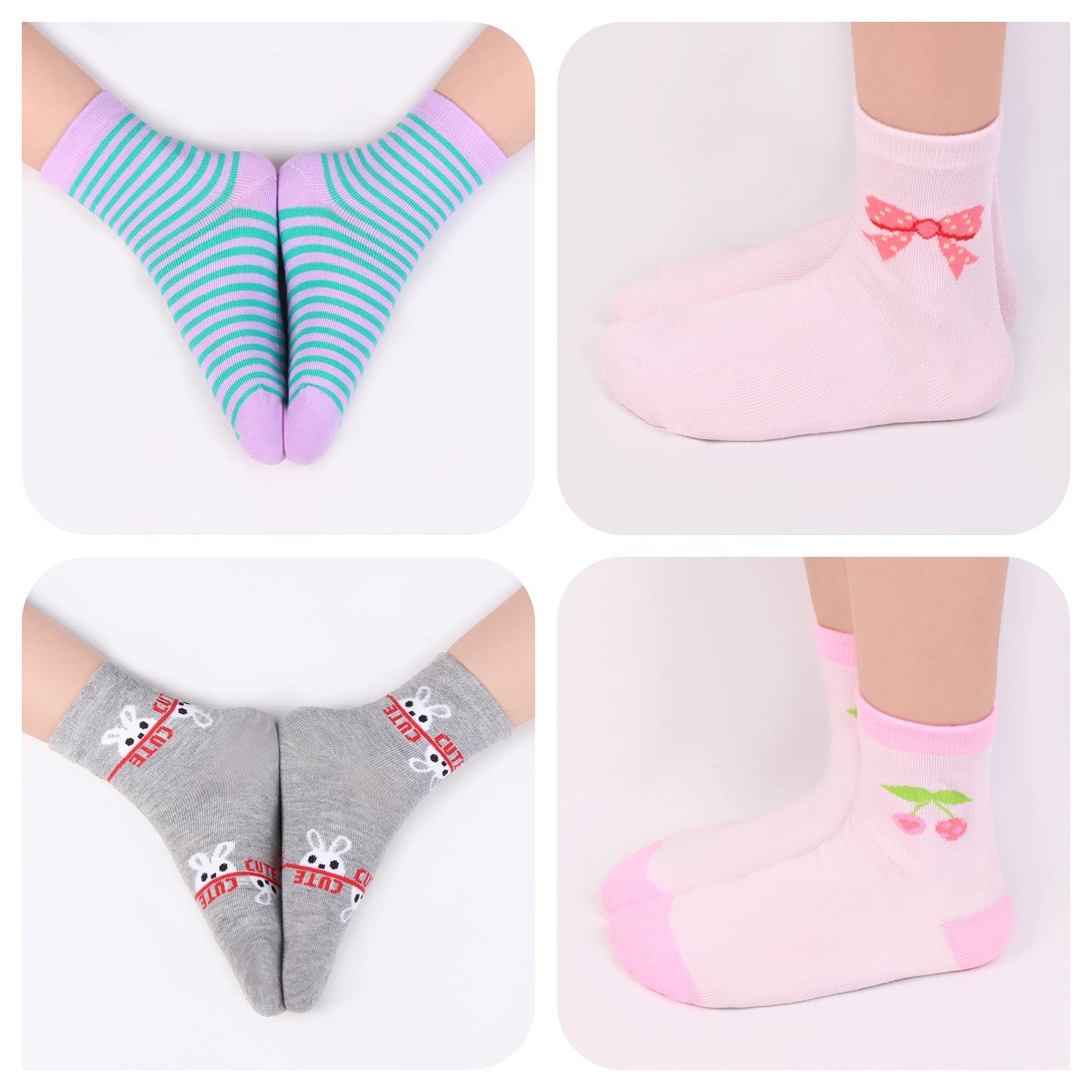 L&K-II 10/12 Paar Kinder Mädchen Socken aus Baumwolle Kleinkind niedliche Muster Kids Sneakersocken bunt 2808VA