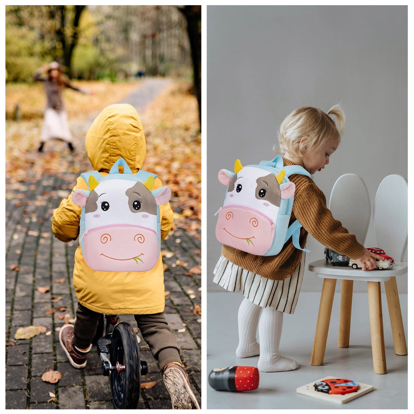 Kinderrucksack Kinder Mini Schulrucksack Tiere Kindergartentasche fur Jungen Madchen Kleinkind (Rosa Kuh)