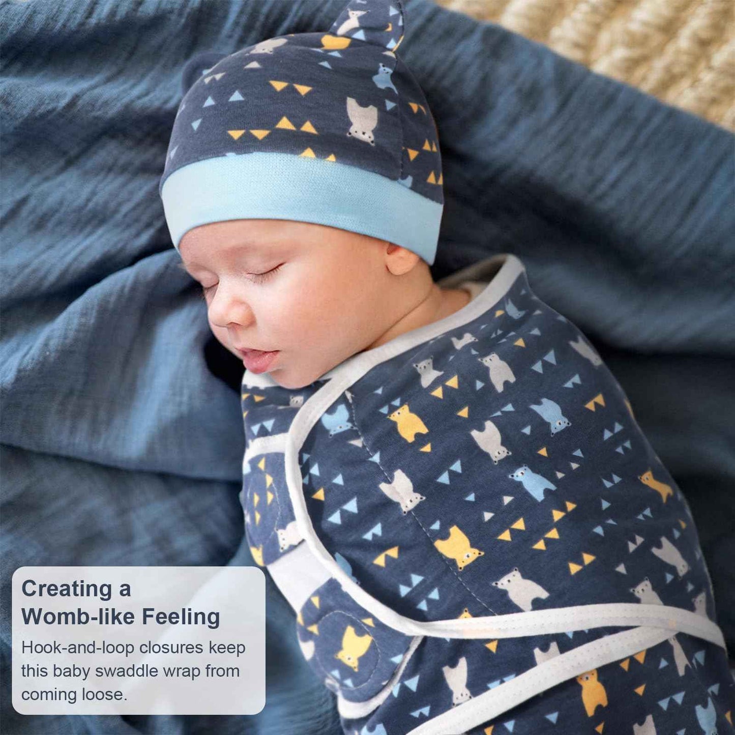 DRESHOW Neugeborene Swaddle Decke Hut Set Baby Gedruckt Swaddles Säugling Einstellbar Schlafsack für 0-3 Monate Mädchen Jungen