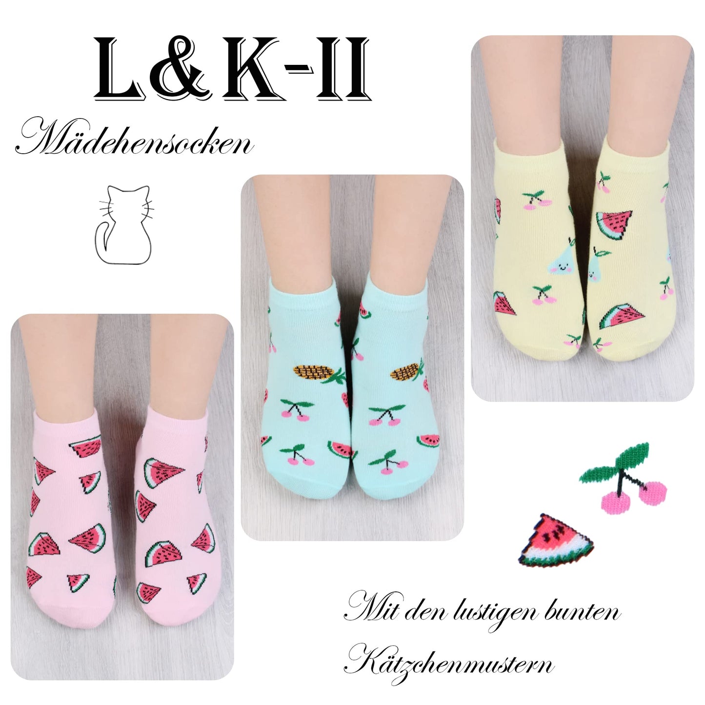 Libella 10/12er Kinder Mädchen Sneaker Socken Kids Füßlinge Sneakersocken bunt 2108VA