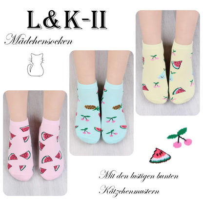 Libella 10/12er Kinder Mädchen Sneaker Socken Kids Füßlinge Sneakersocken bunt 2108VA