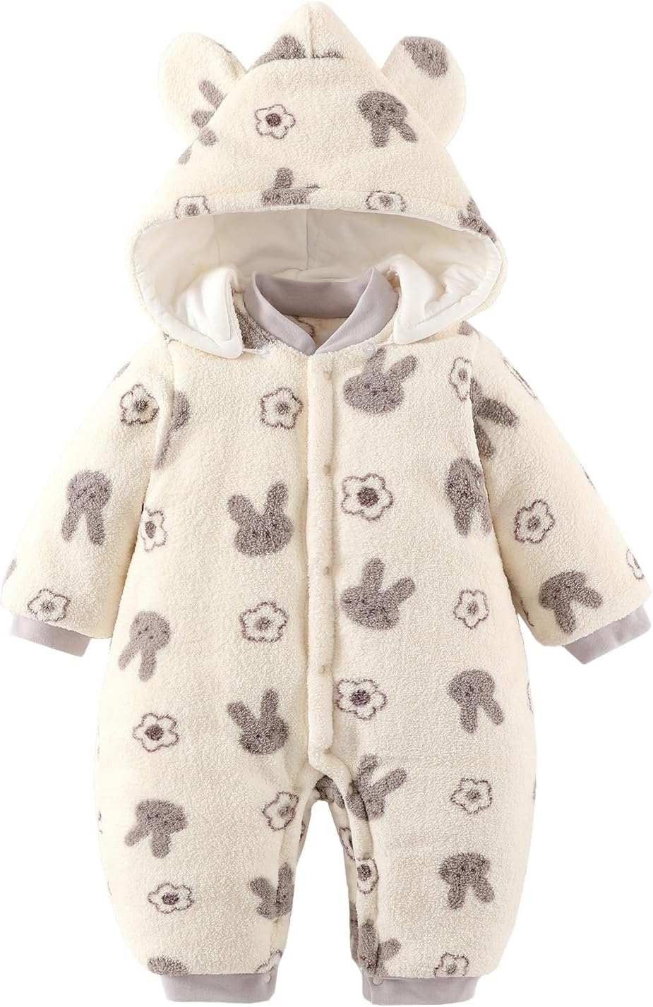 Baby Winter Schneeanzug Neugeborenen Winter Strampler mit Kapuze Fleece Winteranzug Kinder Mädchen Jungen Langarm Overall für 0-12 Monate