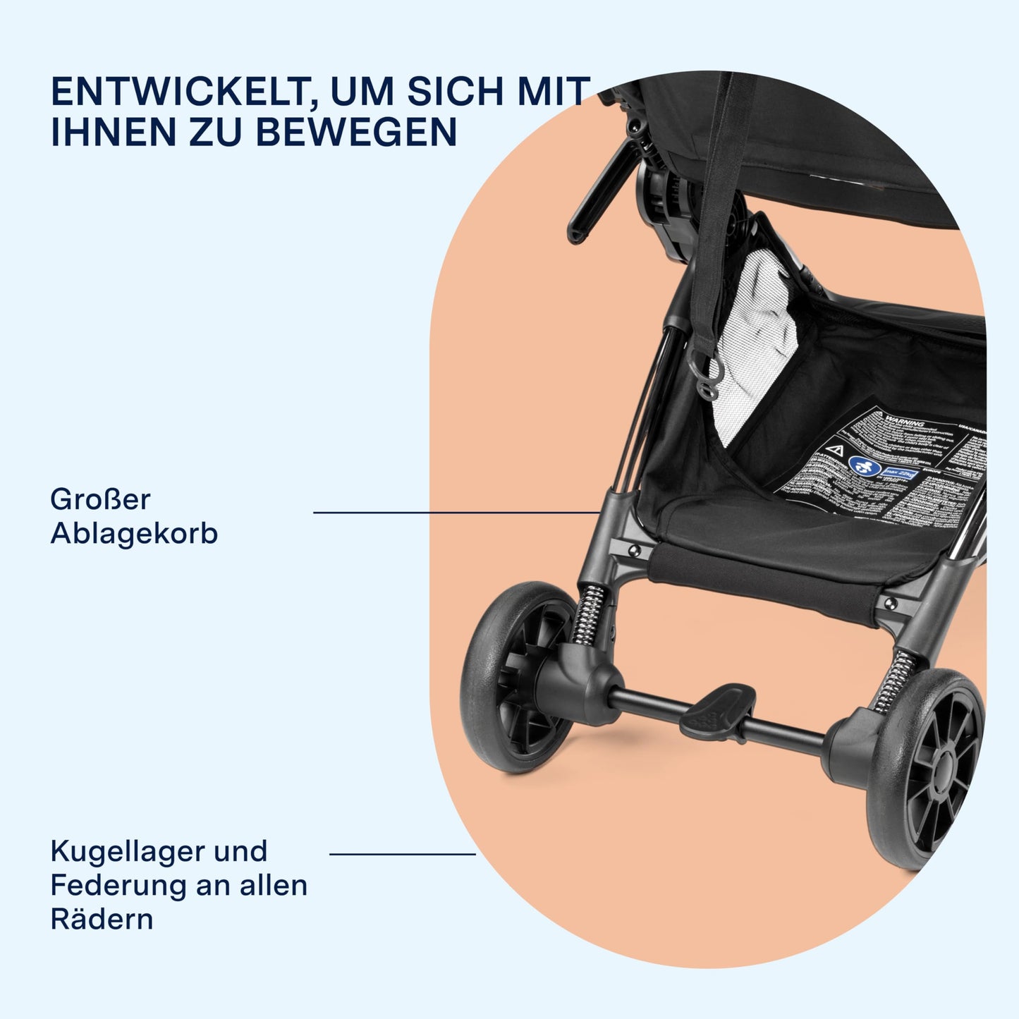 PEG Leichter Buggy Volo mit Regenschutz, Handgepäckgröße, Flugzeuggeeignet, Kompakt, Ab Geburt bis 22 kg, Reisetasche Inklusive, Malva