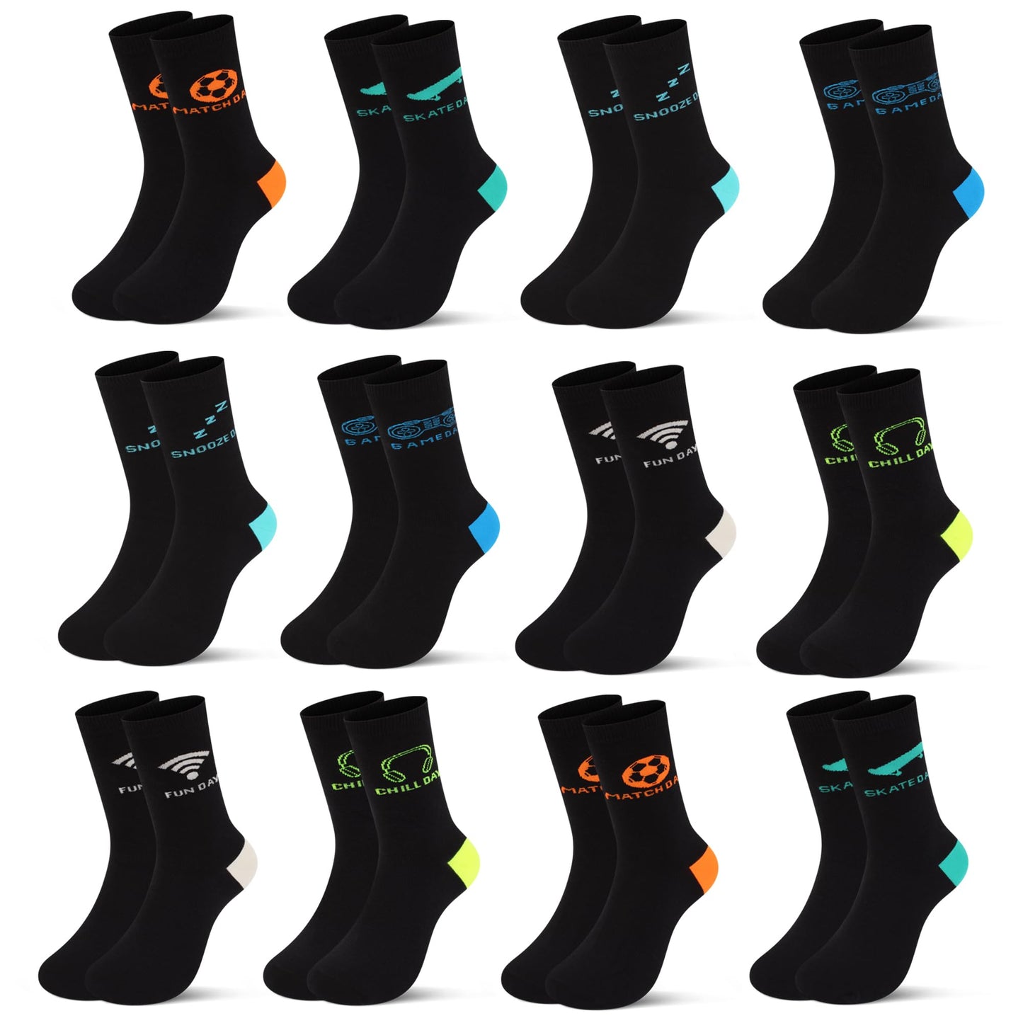 Libella 12 Paar Kindersocken Jungen Mädchen Sportsocken Fussball Wintersocken Baumwolle bunt Cotton modische makronen Füßlinge 2889VA