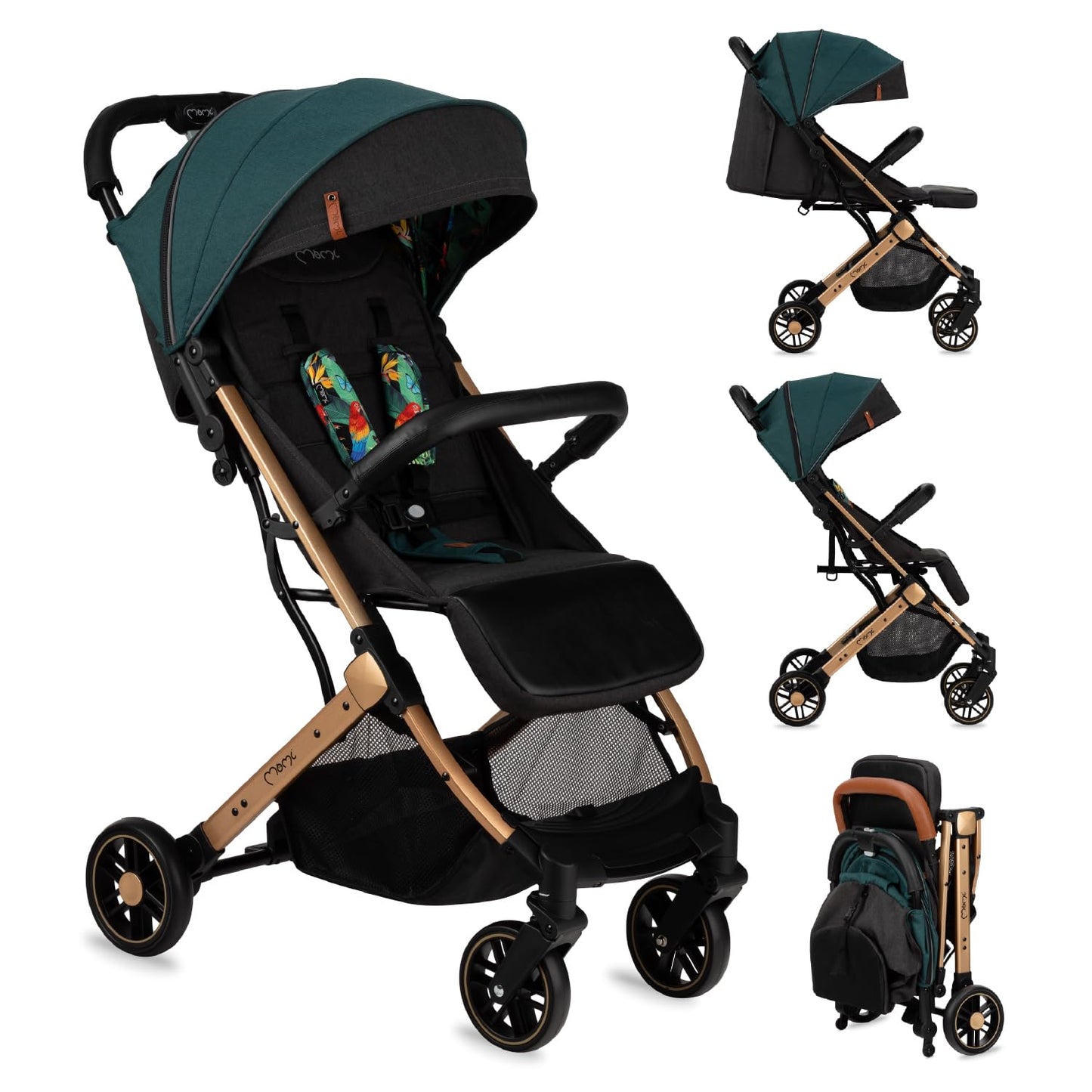 MoMi ESTELLE Reise Buggy Klein Zusammenklappbar - Kinderwagen Klappbar für Kinder bis 15kg ab 6 Monaten - Reisebuggy mit Liegefunktion - Kinderbuggy Leicht 7,5kg - 5-Punkt-Sicherheitsgurt