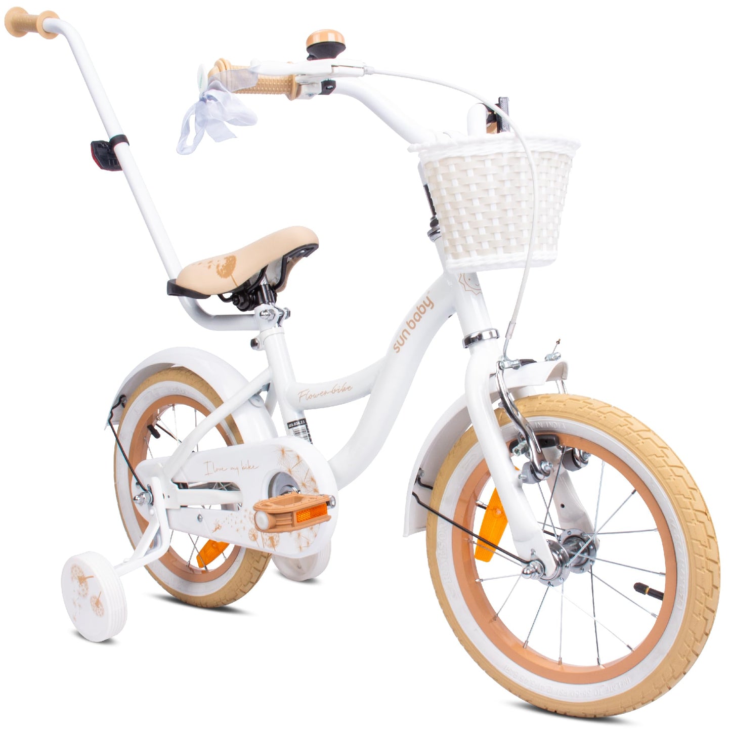 sun baby Mädchenfahrrad Flower Bike Radgröße zur Auswahl, mit Abnehmbarer Schubstange, Kinderfahrrad für Mädchen von 2 bis 6 Jahre
