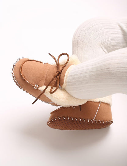Adigau Baby Boys Girls Winter Boots Soft Sole Warm Boots Lace Flat Prewalker Snow Boots 0-18 Months
