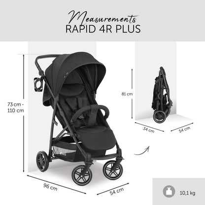 Hauck Rapid 4R Plus Buggy, XL Sonnendach UPF 50+, maximale Belastung 25 kg, Hauck Rapid 4R Plus Buggy, XL Sonnendach UPF 50+, maximale Belastung 25 kg, schnell klappbar, kompakt, höhenverstellbar, Getränkehalter, Liegeposition, großer Einkaufskorb