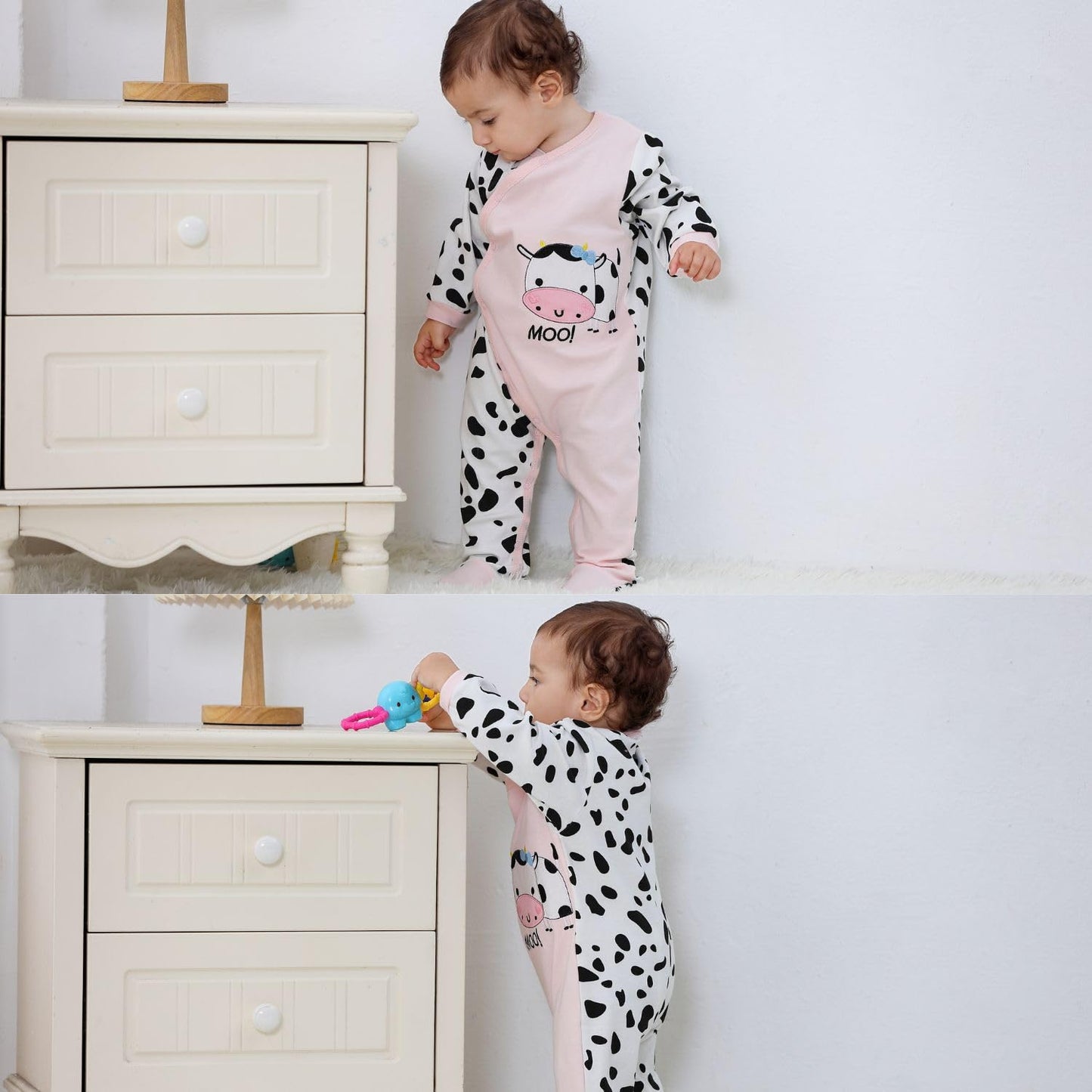 KIDDLETOWN Baby Pyjamas Newborn Baby Girls 0-3 Months Organic Cotton Long Sleeve Popper Frog Cartoon