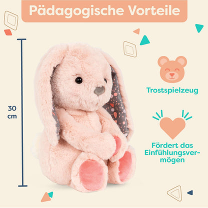 B. toys Kuscheltier Hase – Superweich mit langen Ohren – Plüschtier pfirsichfarben, Baby und Kinder Spielzeug für Mädchen und Jungen ab 0 Monate, Hellrosa