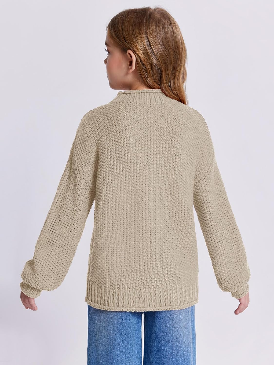 Wenrine Mädchen Pullover Winter Rollkragen Strickpullover Langarm Gestrickt Casual 5-14 Jahre
