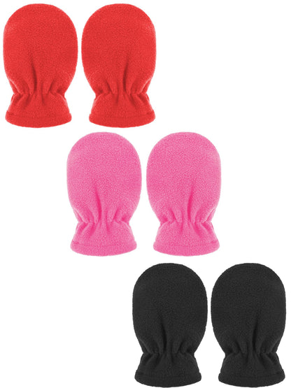 Boyiee 3 Pairs Newborn Baby and Toddler Winter Mittens Gloves Fleece