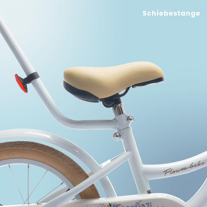 sun baby Mädchenfahrrad Flower Bike Radgröße zur Auswahl, mit Abnehmbarer Schubstange, Kinderfahrrad für Mädchen von 2 bis 6 Jahre