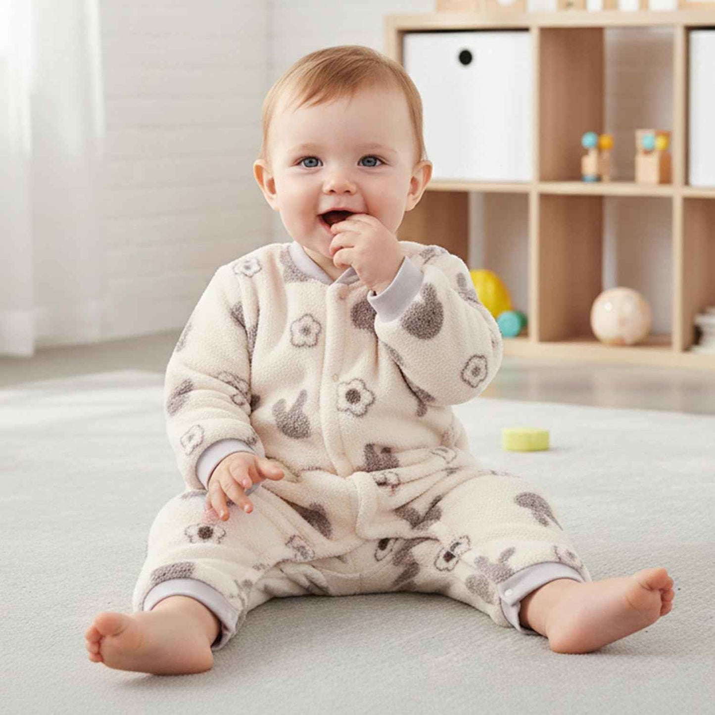 WYTbaby Baby Winter Snowsuit Newborn Winter Romper with Hood Fleece Winter Suit Children Girls Boys Long Sleeve Jumpsuit for 0-12 Months