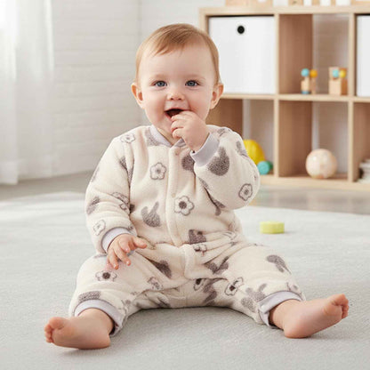 WYTbaby Baby Winter Snowsuit Newborn Winter Romper with Hood Fleece Winter Suit Children Girls Boys Long Sleeve Jumpsuit for 0-12 Months